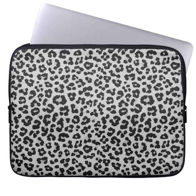 Grey Grey Ash Leopard Cheetah Animal Print Pattern Laptop Sleeve (Front)