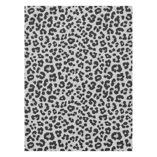 Grey Grey Ash Leopard Cheetah Animal Print Pattern Tablecloth (Front)
