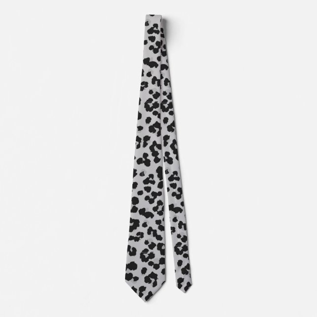 Grey Grey Ash Leopard Cheetah Animal Print Pattern Tie (Front)