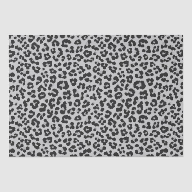 Grey Grey Ash Leopard Cheetah Animal Print Pattern Tissue Paper (Front)