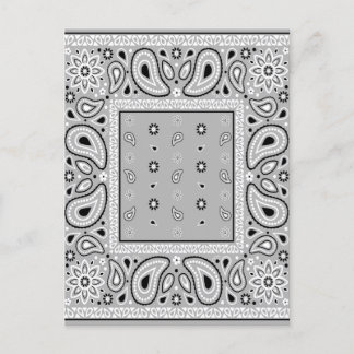 Grey Grey Bandana Paisley Country Hip Hop Cowboy Invitation Postcard