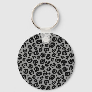 Grey Grey Black Leopard Print Keychain