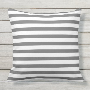 Grey Grey Cool Stripes Outdoor Pillow