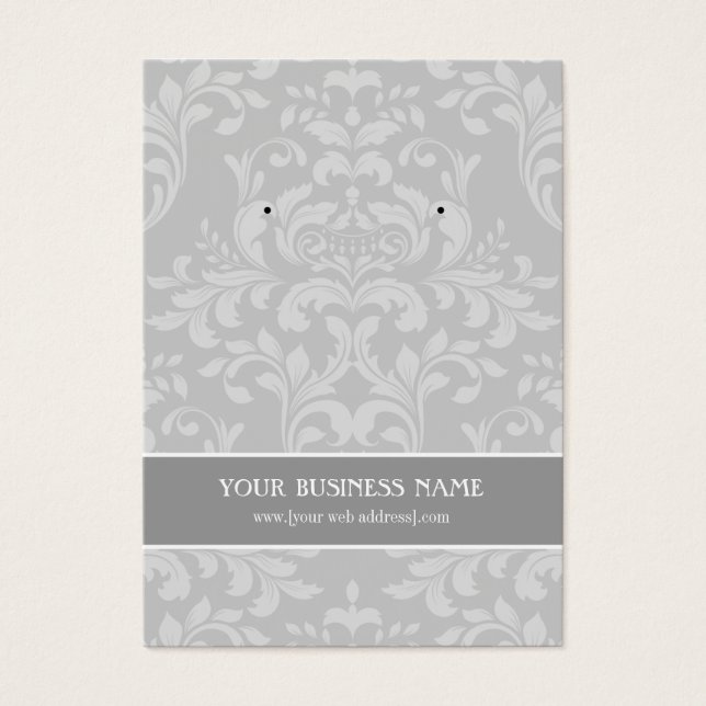 Grey Grey Damask Custom Earring Card (Front)