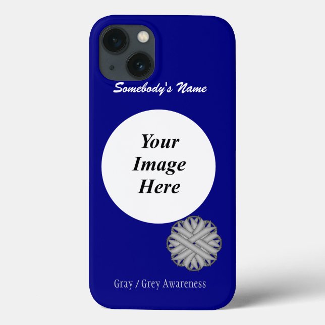 Grey/Grey Flower Ribbon Tmpl by Kenneth Yoncich Case-Mate iPhone Case (Back)