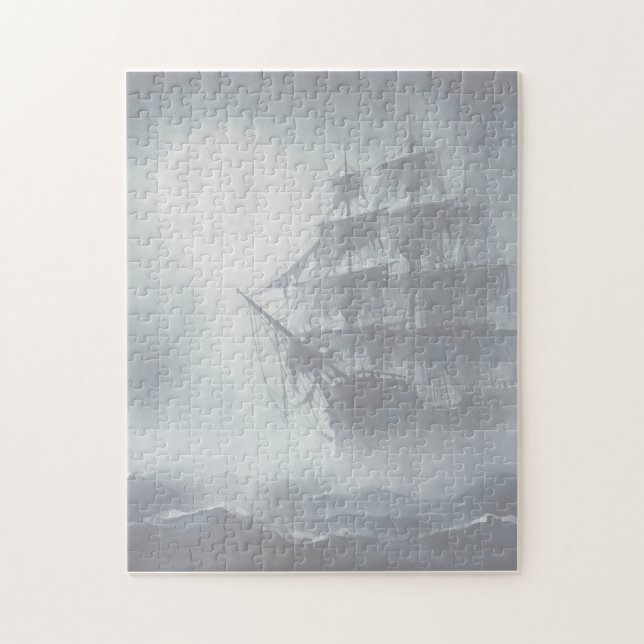 Grey, Grey Fog Pirate Ship 2 Jigsaw Puzzle (Vertical)