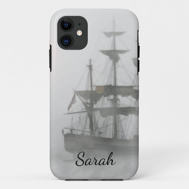 Grey, Grey Fog Pirate Ship Customize With Name Case-Mate iPhone Case (Back)
