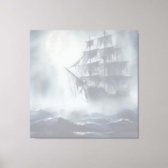 Grey, Grey Fog Pirate Ship Retirement Canvas Print (Front)