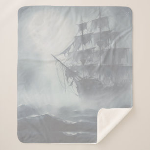 Grey, Grey Fog Pirate Ship Retirement Sherpa Blanket