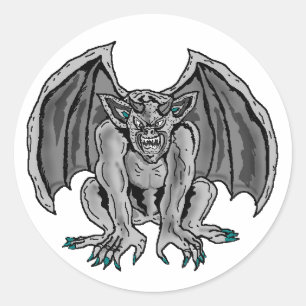 Grey/Grey Gargoyle Classic Round Sticker