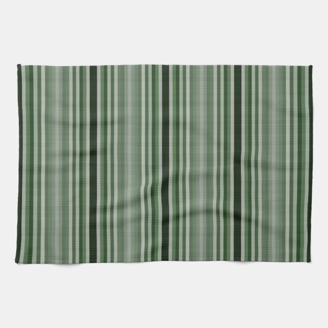 Grey Grey Green Stripes Kitchen Towel (Horizontal)