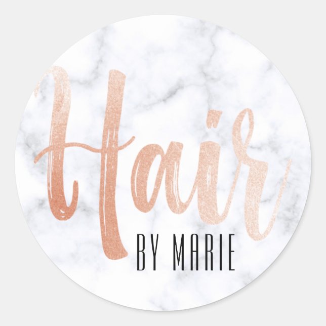 grey grey marble granite modern salon rose gold classic round sticker (Front)