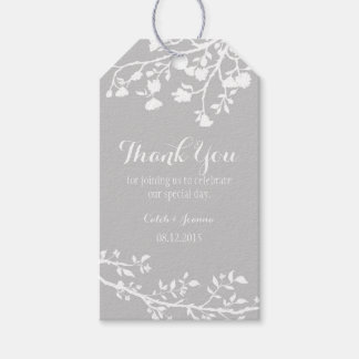 Grey Grey Modern Flower Wedding Thank You Tags