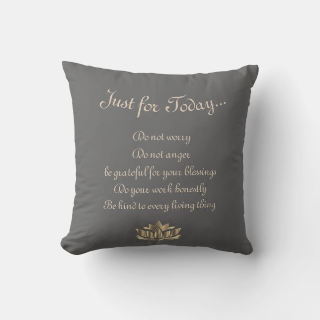 Grey Grey Reiki Principles Throw Pillow (Front)