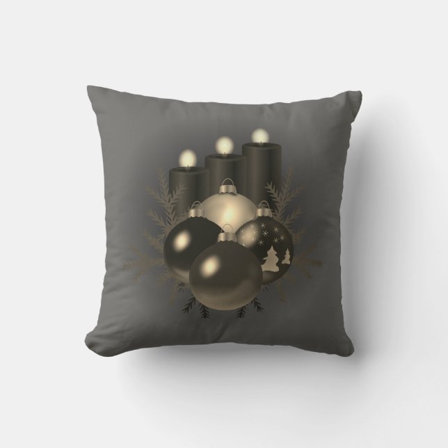 Grey Grey reversible Christmas Throw Pillow (Front)