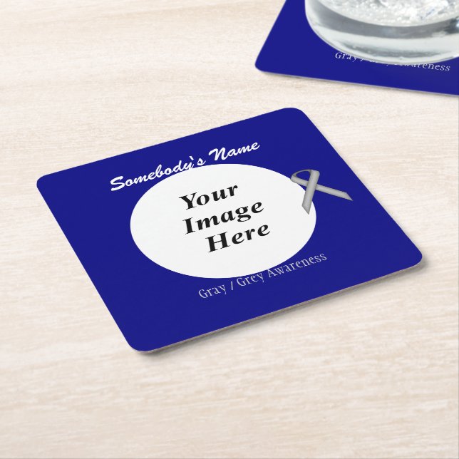 Grey/Grey Stnd Rbn Template by Kenneth Yoncich Square Paper Coaster (Angled)
