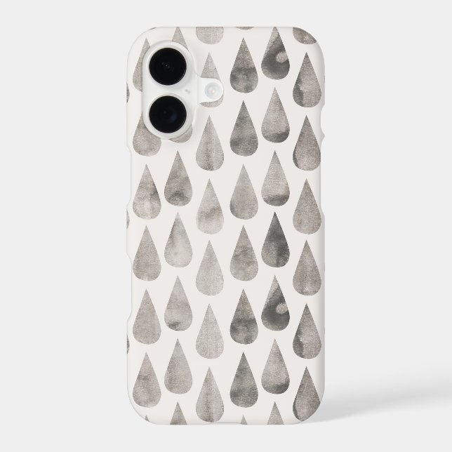 Grey/Grey Watercolor Large Raindrops Pattern (Back)