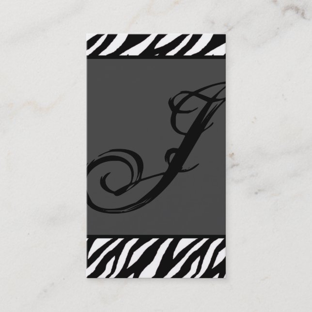 Grey Grey White Zebra Print Pattern Business Card (Front)