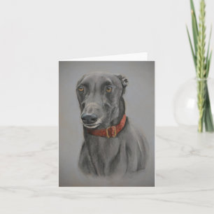 Grey Greyhound Dog Art Note Card