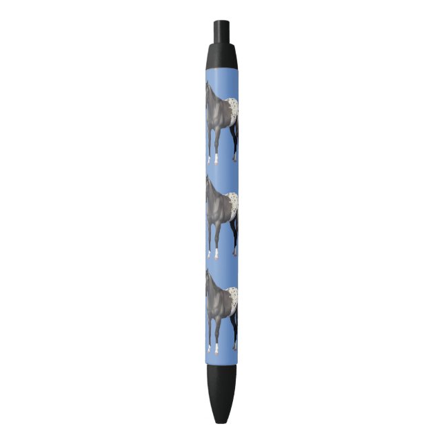 Grey Grulla Appaloosa Quarter Horse Stallion Black Ink Pen (Front Vertical)