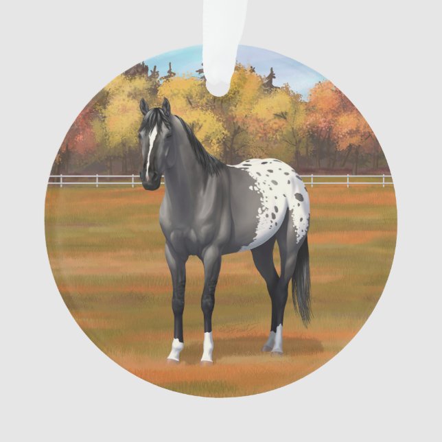 Grey Grulla Appaloosa Quarter Horse Stallion Ornament (Front)