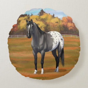 Grey Grulla Appaloosa Quarter Horse Stallion Round Pillow
