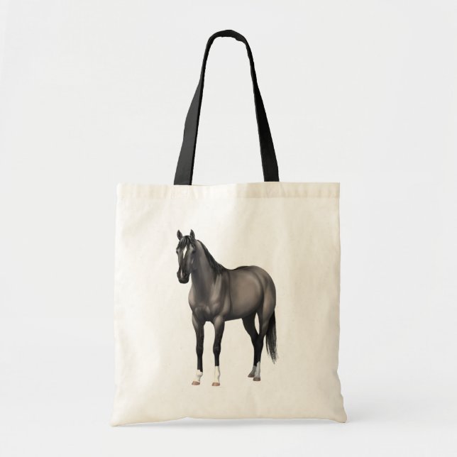 Grey Grulla Quarter Horse Stallion Tote Bag (Front)