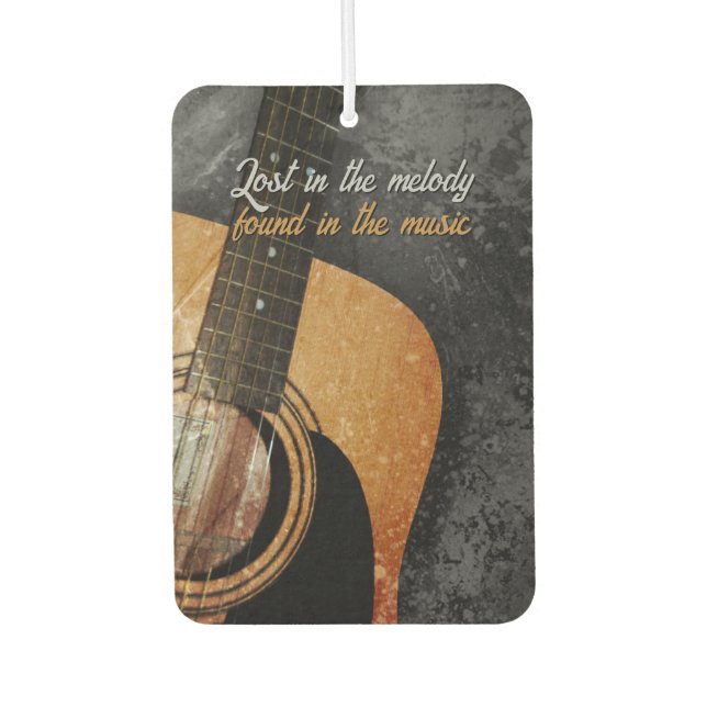 Grey Grunge Acoustic Guitar Customizable Air Freshener (Front)