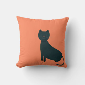 Grey grunge cat throw pillow