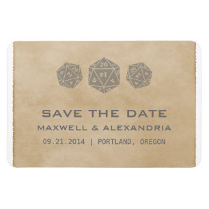 Grey Grunge D20 Dice Gamer Save the Date Magnet
