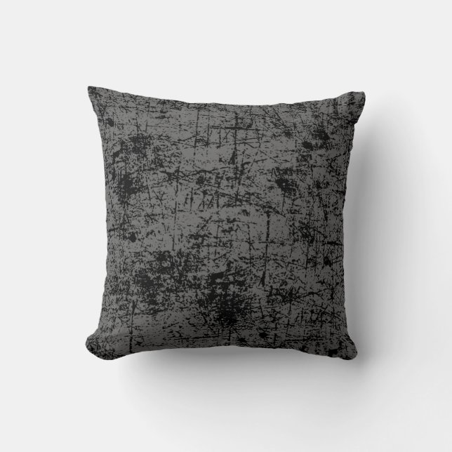 Grey Grunge Throw Pillow (Front)