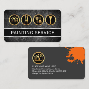 Grey Grunge Wall Gold Handyman Tools Business Card