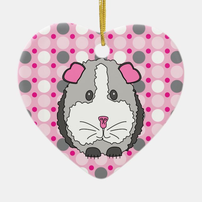 Grey Guinea Pig Ceramic Ornament (Front)