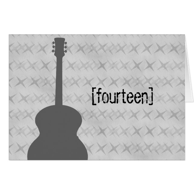 Grey Guitar Grunge Table Number Card (Front Horizontal)