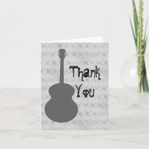 Grey Guitar Grunge Thank You Card
