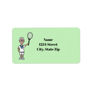 Grey Hair Male Tennis Player Address Labels