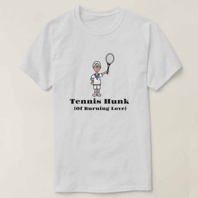 Grey Hair Tennis Hunk T-Shirt (Design Front)
