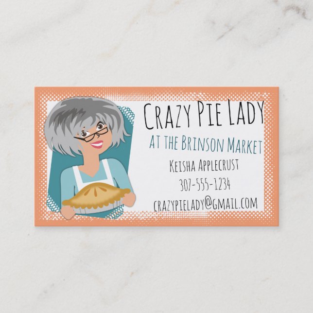 Grey hair woman pie lady bakery baking business card (Front)