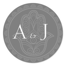 Grey hamsa round stickers