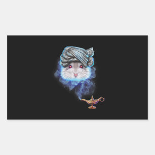 Grey Hamster As Wizard Spirit With Magical Sticker