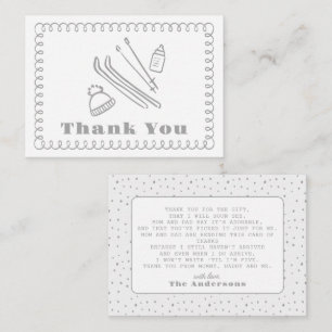 Grey Hand-Drawn Après Bébé Baby Shower Thank You Card