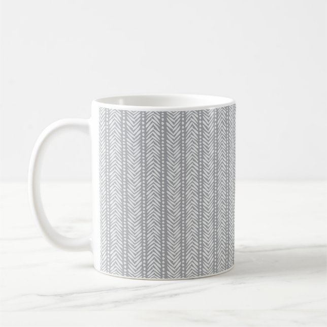 Grey Hand Drawn Chevron Pattern Coffee Mug (Left)