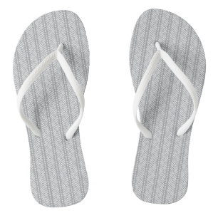 Grey Hand Drawn Chevron Pattern Flip Flops