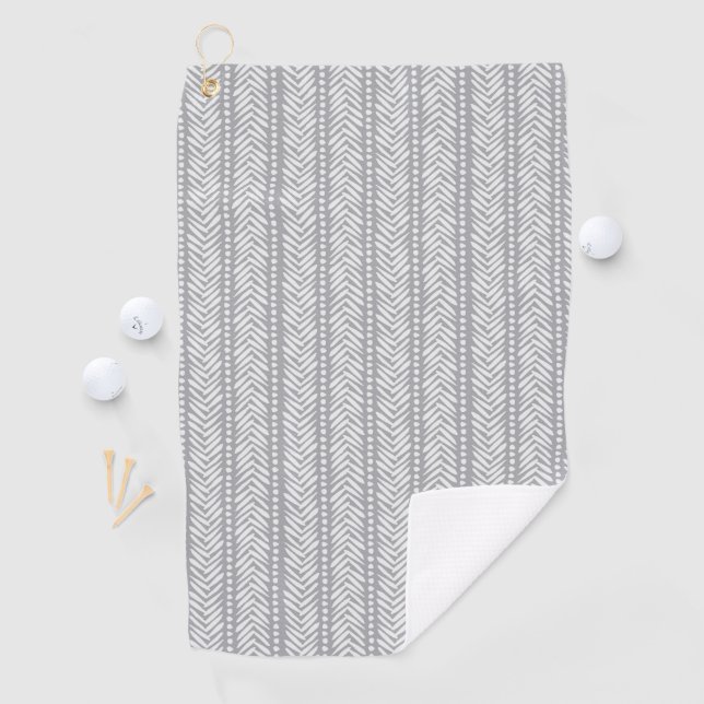 Grey Hand Drawn Chevron Pattern Golf Towel (InSitu)