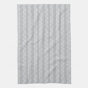 Grey Hand Drawn Chevron Pattern Kitchen Towel