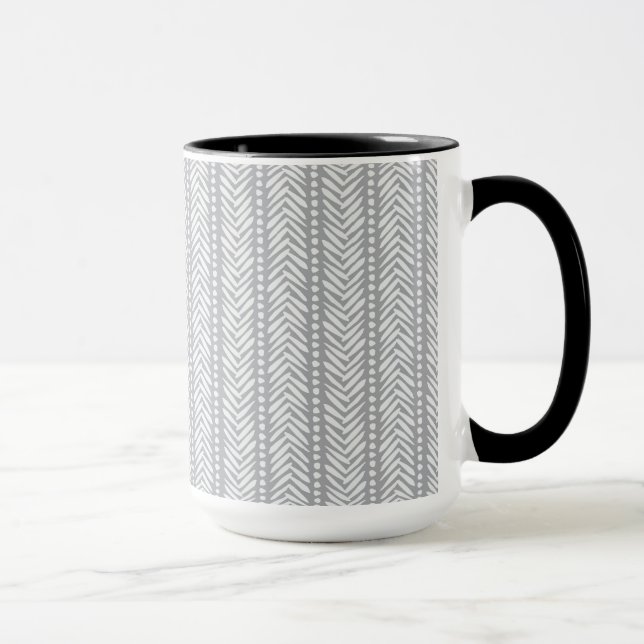 Grey Hand Drawn Chevron Pattern Mug (Right)