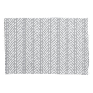 Grey Hand Drawn Chevron Pattern Pillowcase