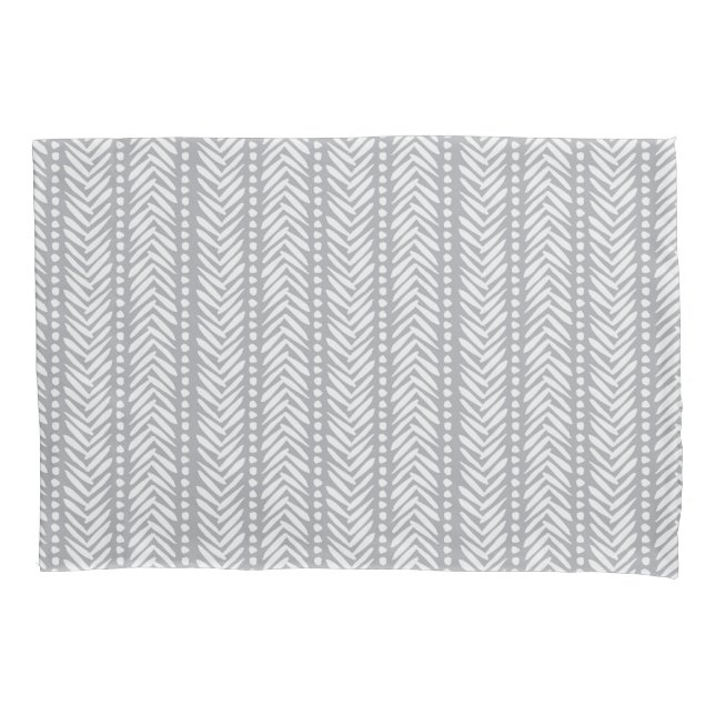 Grey Hand Drawn Chevron Pattern Pillowcase (Front-Left)