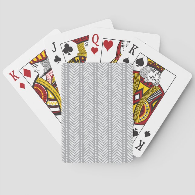 Grey Hand Drawn Chevron Pattern Playing Cards (Back)