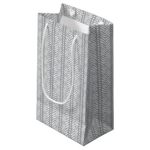 Grey Hand Drawn Chevron Pattern Small Gift Bag